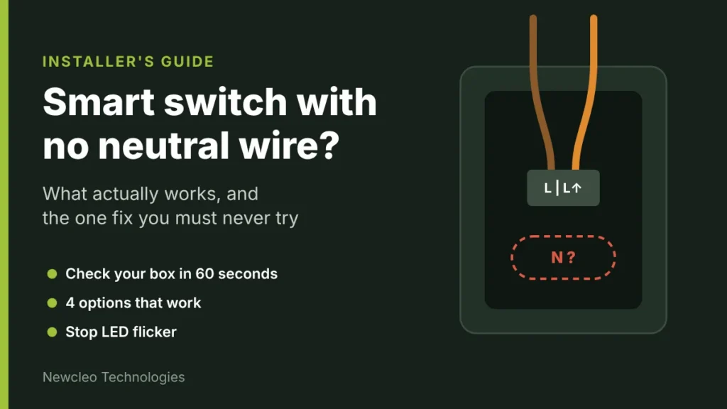 Smart switch with no neutral wire: a wall switch box with only live and switched live wires and no neutral