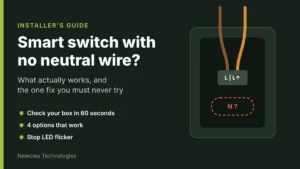 Smart switch with no neutral wire: a wall switch box with only live and switched live wires and no neutral